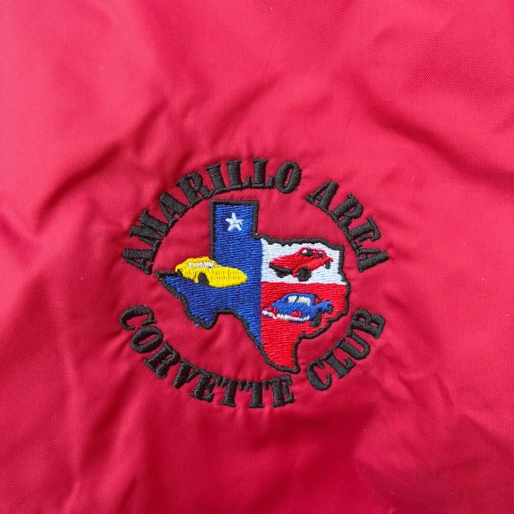Sport-Tek Port Authority Amarillo Corvette Club Red V-Neck Windshirt Vintage M